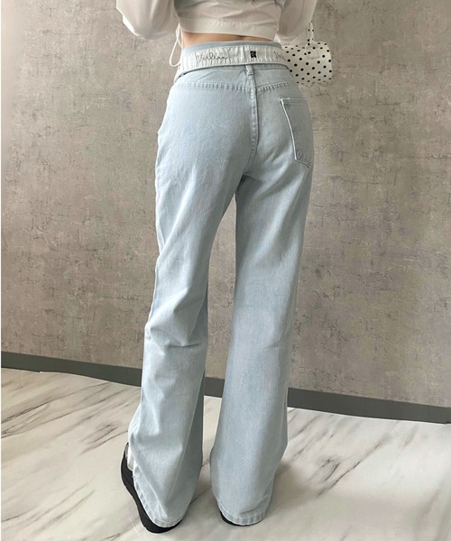 Mejoul(メジュール)の「ウエスト折り返しハイウエストワイドデニムパンツ(デニムパンツ・レディース・ブルー・M/L)」の17枚目の写真