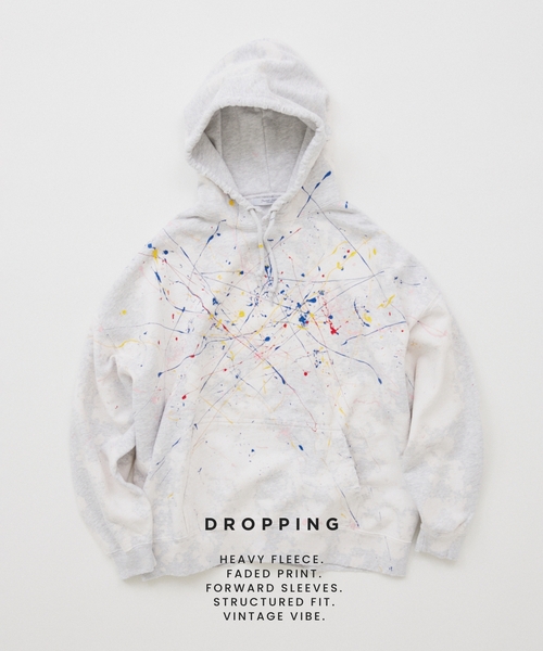 JOURNAL STANDARD（ジャーナルスタンダード）の「ドロッピング ペイント プルオーバー パーカー（パーカー・メンズ・グレー/ライトブルー・LARGE/MEDIUM）」の2枚目の写真