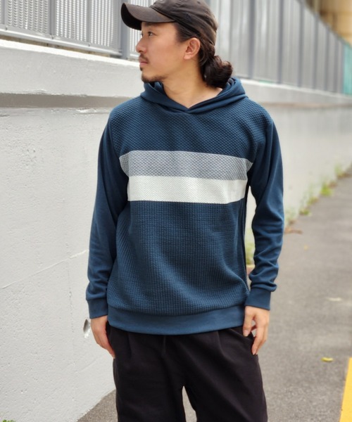 NO NEED（ノーニード）の「ブロックスジャカードパーカー（パーカー・メンズ・グリーン/ホワイト/ネイビー・M/L）」の3枚目の写真