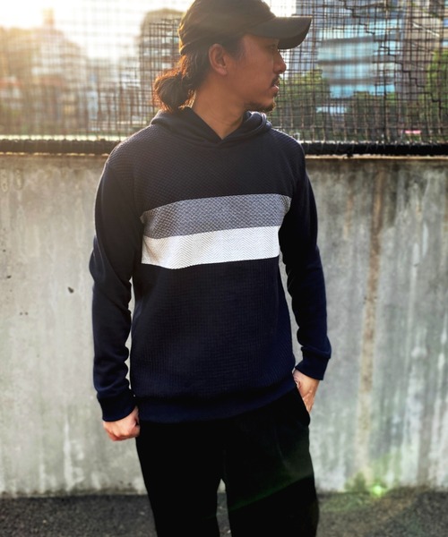 NO NEED（ノーニード）の「ブロックスジャカードパーカー（パーカー・メンズ・グリーン/ホワイト/ネイビー・M/L）」の19枚目の写真