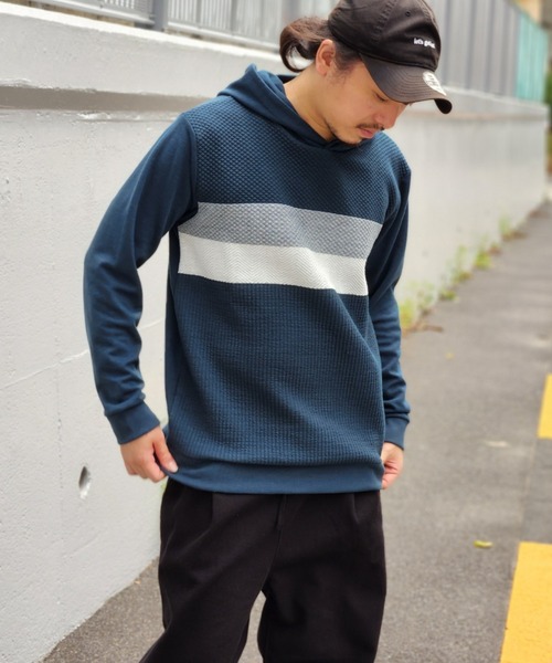 NO NEED（ノーニード）の「ブロックスジャカードパーカー（パーカー・メンズ・グリーン/ホワイト/ネイビー・M/L）」の6枚目の写真