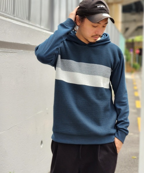 NO NEED（ノーニード）の「ブロックスジャカードパーカー（パーカー・メンズ・グリーン/ホワイト/ネイビー・M/L）」の5枚目の写真