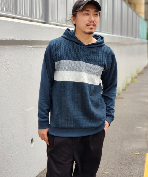 NO NEED（ノーニード）の「ブロックスジャカードパーカー（パーカー・メンズ・グリーン/ホワイト/ネイビー・M/L）」の7枚目の写真