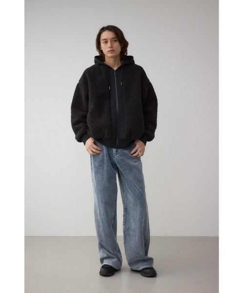 AZUL by moussy（アズールバイマウジー）の「シープボア×スウェット切替防風ブルゾン（スウェット・メンズ・カーキ/ブラック/チャコールグレー・LARGE/MEDIUM）」の7枚目の写真