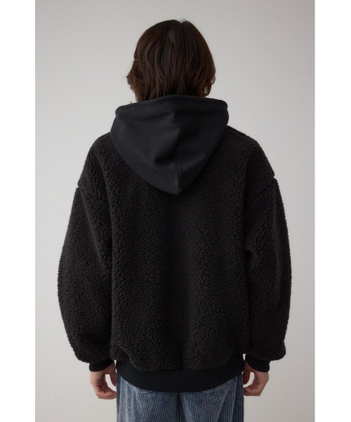 AZUL by moussy（アズールバイマウジー）の「シープボア×スウェット切替防風ブルゾン（スウェット・メンズ・カーキ/ブラック/チャコールグレー・LARGE/MEDIUM）」の10枚目の写真