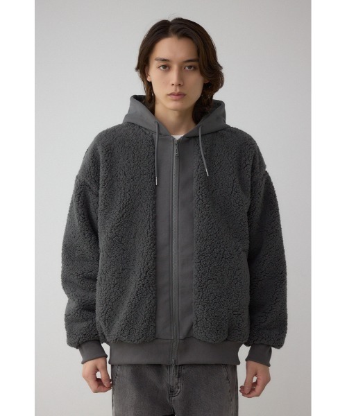 AZUL by moussy（アズールバイマウジー）の「シープボア×スウェット切替防風ブルゾン（スウェット・メンズ・カーキ/ブラック/チャコールグレー・LARGE/MEDIUM）」の22枚目の写真