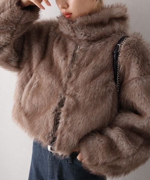 SpRay（スプレイ）の「MIXファースタンドジップブルゾン（ブルゾン・レディース・チャコールグレー/ベージュ/アイボリー/モカ・FREE）」の22枚目の写真