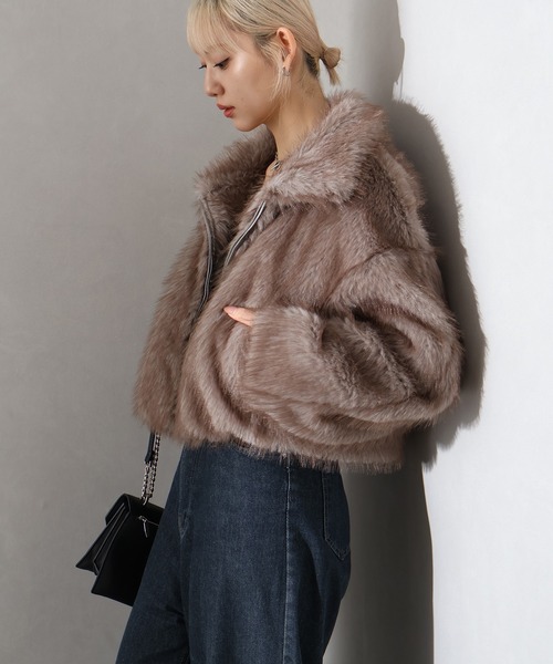 SpRay（スプレイ）の「MIXファースタンドジップブルゾン（ブルゾン・レディース・チャコールグレー/ベージュ/アイボリー/モカ・FREE）」の17枚目の写真