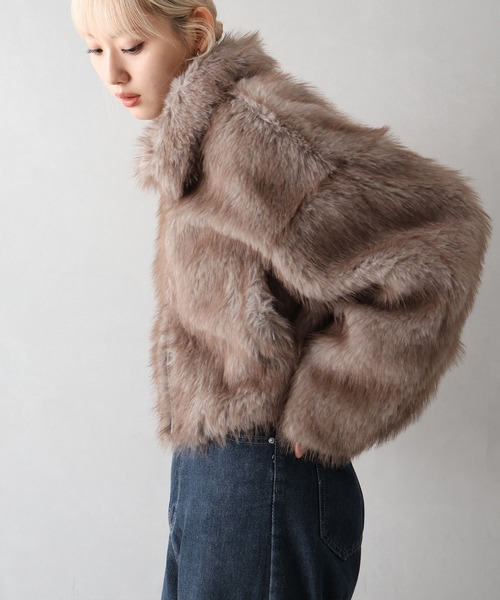 SpRay（スプレイ）の「MIXファースタンドジップブルゾン（ブルゾン・レディース・チャコールグレー/ベージュ/アイボリー/モカ・FREE）」の14枚目の写真