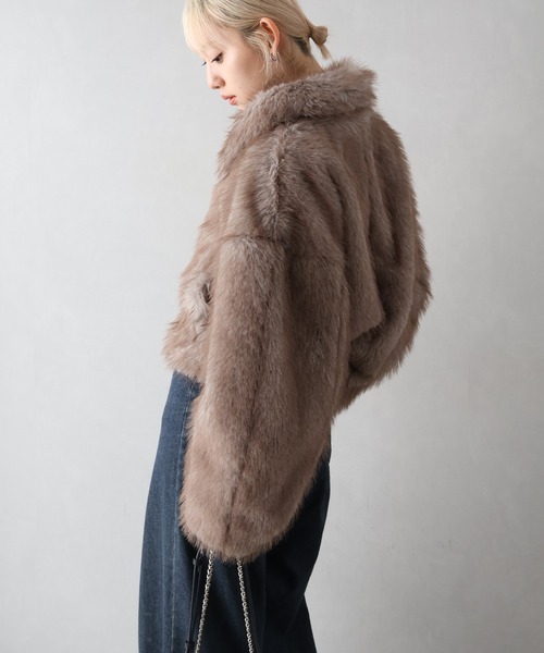 SpRay（スプレイ）の「MIXファースタンドジップブルゾン（ブルゾン・レディース・チャコールグレー/ベージュ/アイボリー/モカ・FREE）」の13枚目の写真