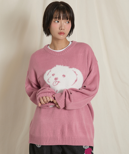 WaiKei(ワイケイ)の「ヘアリーマルチーズグラフィックニットピンク(ニット/セーター・レディース・その他・1/2)」の2枚目の写真