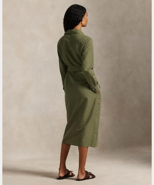POLO RALPH LAUREN（ポロ ラルフ ローレン）の「コットンリネン ベルテッド シャツドレス（シャツワンピース・レディース・グリーン・4/0）」の6枚目の写真