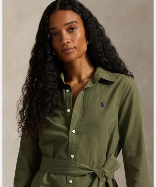POLO RALPH LAUREN（ポロ ラルフ ローレン）の「コットンリネン ベルテッド シャツドレス（シャツワンピース・レディース・グリーン・4/0）」の7枚目の写真