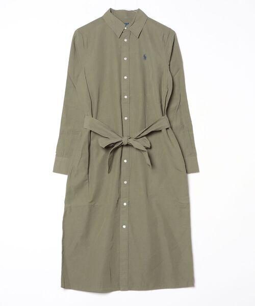 POLO RALPH LAUREN（ポロ ラルフ ローレン）の「コットンリネン ベルテッド シャツドレス（シャツワンピース・レディース・グリーン・4/0）」の2枚目の写真