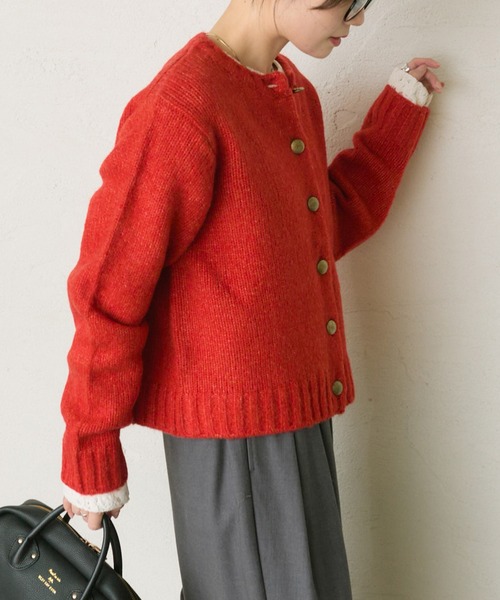 PUAL CE CIN（ピュアルセシン）の「アルパカ混ニットカーディガン（カーディガン/ボレロ・レディース・ブラック/キャメル/オレンジ・FREE）」の16枚目の写真