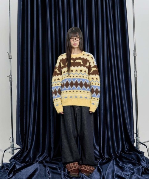 WaiKei（ワイケイ）の「【UNISEX】Wai Kei／イルカグラフィックニット（ニット/セーター・レディース・イエロー/ピンク/グレー・MEDIUM/LARGE）」の4枚目の写真