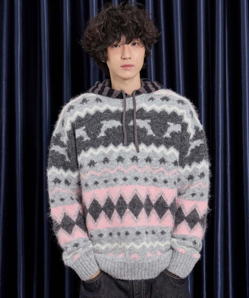 WaiKei（ワイケイ）の「【UNISEX】Wai Kei／イルカグラフィックニット（ニット/セーター・レディース・イエロー/ピンク/グレー・MEDIUM/LARGE）」の9枚目の写真