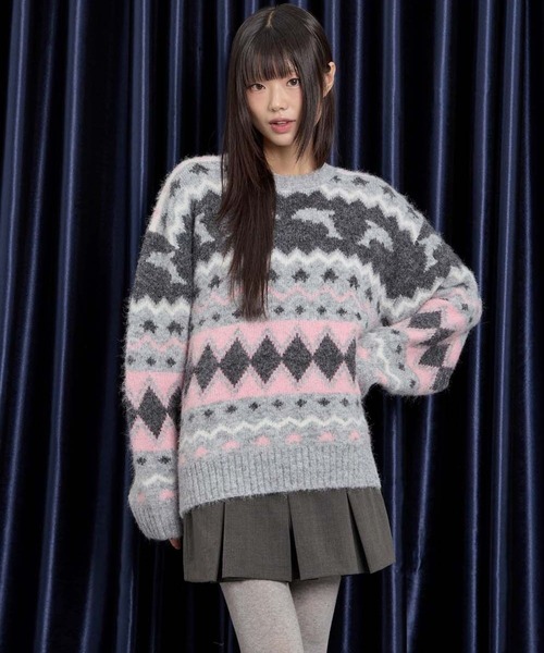 WaiKei（ワイケイ）の「【UNISEX】Wai Kei／イルカグラフィックニット（ニット/セーター・レディース・イエロー/ピンク/グレー・MEDIUM/LARGE）」の12枚目の写真