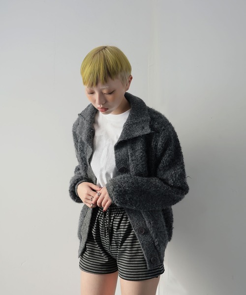 Ulysses（ユリシス）の「スタンドカラーブークレニットカーディガン（カーディガン/ボレロ・レディース・チャコール/キャメル/ホワイト・F）」の20枚目の写真