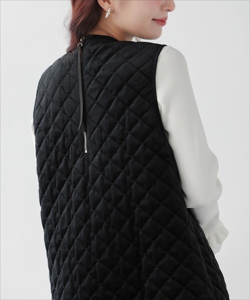 Fit more（フィットモア）の「ベロアキルティングドットジャンスカ（ジャンパースカート・レディース・ブラック/アイボリー・LONG/SHORT）」の15枚目の写真