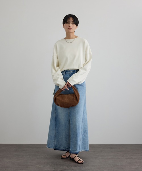 SALON adam et rope'（サロン アダム エ ロペ）の「【WEB限定】ローエッジオーバースウェットプルオーバー（スウェット・レディース・ブラウン系その他2/オフホワイト/チャコールグレー・FREE）」の5枚目の写真