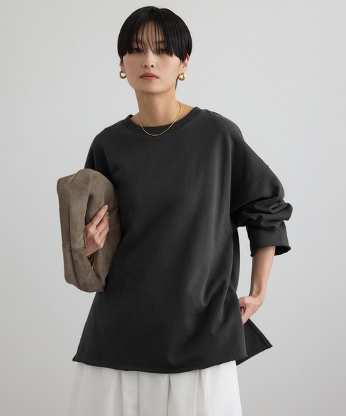 SALON adam et rope'（サロン アダム エ ロペ）の「【WEB限定】ローエッジオーバースウェットプルオーバー（スウェット・レディース・ブラウン系その他2/オフホワイト/チャコールグレー・FREE）」の9枚目の写真