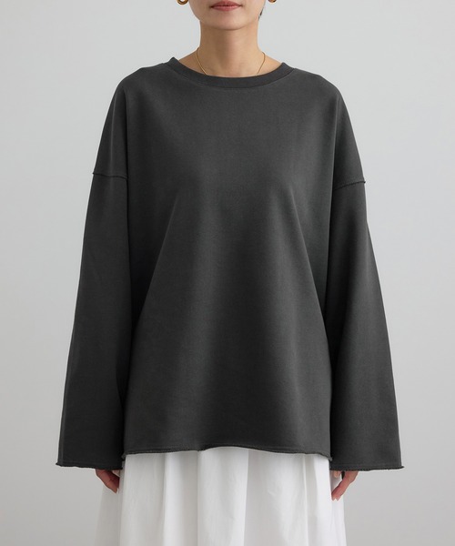 SALON adam et rope'（サロン アダム エ ロペ）の「【WEB限定】ローエッジオーバースウェットプルオーバー（スウェット・レディース・ブラウン系その他2/オフホワイト/チャコールグレー・FREE）」の20枚目の写真