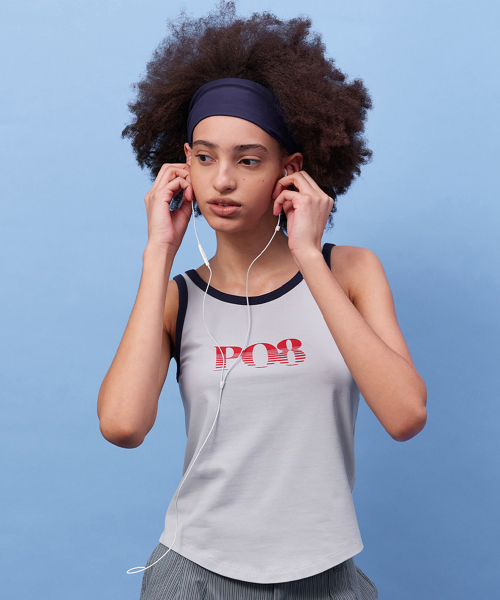 PO8(ピーオーエイト)の「LINETANK 8 - GREY(Tシャツ/カットソー・レディース・グレー・SMALL/MEDIUM)」の5枚目の写真