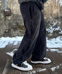 PEACEOFMIND（ピースオブマインド）の「サイドスナップボタンワイドコーデュロイパンツ（ブラック）（スウェットパンツ）」