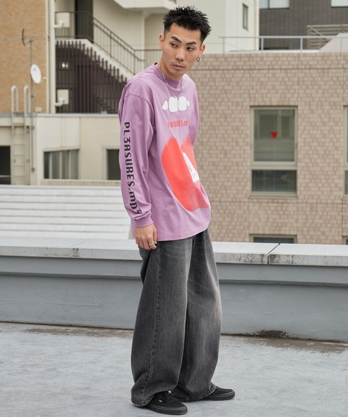 PLEASURES（プレジャー）の「PLEASURES/プレジャーズ PIRACY LONG SLEEVE クルーネック コットンロングスリーブTシャツ ロンT 2026年春夏（Tシャツ/カットソー・メンズ・パープル・M/L/XL）」の4枚目の写真