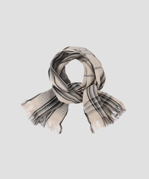 マーガレットハウエル　リネン100% 大判ストール　格子柄　グレー MARGARET HOWELL（マーガレットハウエル）の「LINEN SUMMER TARTAN
