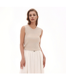 U neck  Sleeveless Knit _Beige
