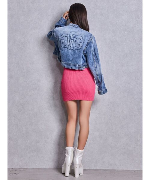 GYDA(ジェイダ)の「Symmery GYDA EMBOSSノーカラーデニムショートブルゾン(デニムジャケット・レディース・ブラック/ライトブルー/ブルー・FREE)」の21枚目の写真