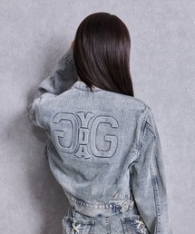 GYDA | Symmery GYDA EMBOSSノーカラーデニムショートブルゾン(デニムジャケット)