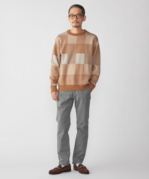 SHIPS（シップス）の「SHIPS: 〈洗濯機可能〉チェック コットンカシミヤ クルーネック（ニット/セーター・メンズ・ブルー/ベージュ/グレー/ネイビー・SMALL/X-LARGE/LARGE/MEDIUM）」の6枚目の写真