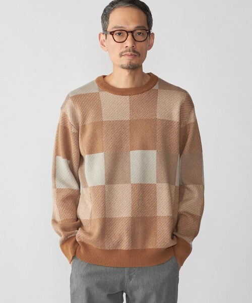 SHIPS（シップス）の「SHIPS: 〈洗濯機可能〉チェック コットンカシミヤ クルーネック（ニット/セーター・メンズ・ブルー/ベージュ/グレー/ネイビー・SMALL/X-LARGE/LARGE/MEDIUM）」の13枚目の写真