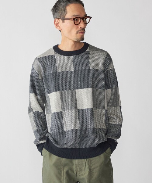 SHIPS（シップス）の「SHIPS: 〈洗濯機可能〉チェック コットンカシミヤ クルーネック（ニット/セーター・メンズ・ブルー/ベージュ/グレー/ネイビー・SMALL/X-LARGE/LARGE/MEDIUM）」の14枚目の写真