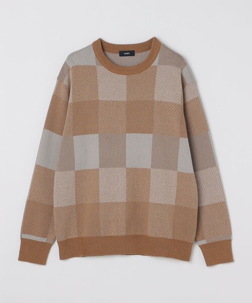 SHIPS（シップス）の「SHIPS: 〈洗濯機可能〉チェック コットンカシミヤ クルーネック（ニット/セーター・メンズ・ブルー/ベージュ/グレー/ネイビー・SMALL/X-LARGE/LARGE/MEDIUM）」の16枚目の写真