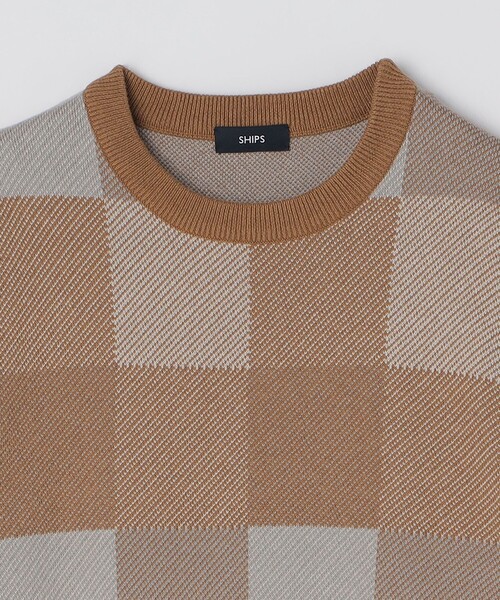 SHIPS（シップス）の「SHIPS: 〈洗濯機可能〉チェック コットンカシミヤ クルーネック（ニット/セーター・メンズ・ブルー/ベージュ/グレー/ネイビー・SMALL/X-LARGE/LARGE/MEDIUM）」の18枚目の写真