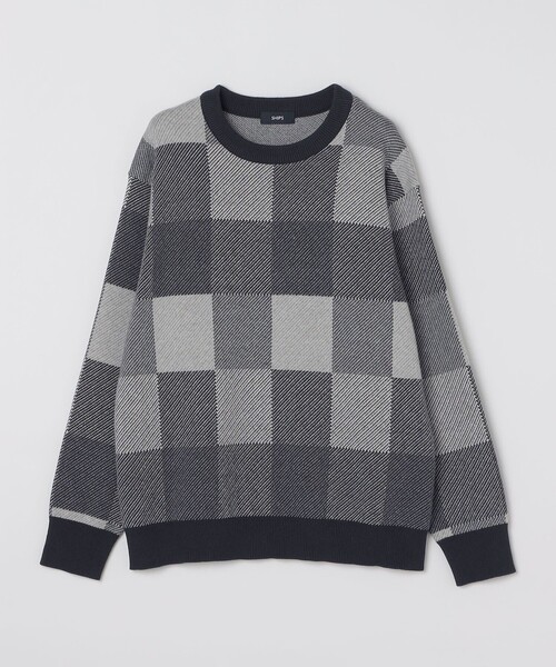 SHIPS（シップス）の「SHIPS: 〈洗濯機可能〉チェック コットンカシミヤ クルーネック（ニット/セーター・メンズ・ブルー/ベージュ/グレー/ネイビー・SMALL/X-LARGE/LARGE/MEDIUM）」の22枚目の写真