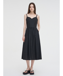 Slip Pintuck Double Strap Dress Black