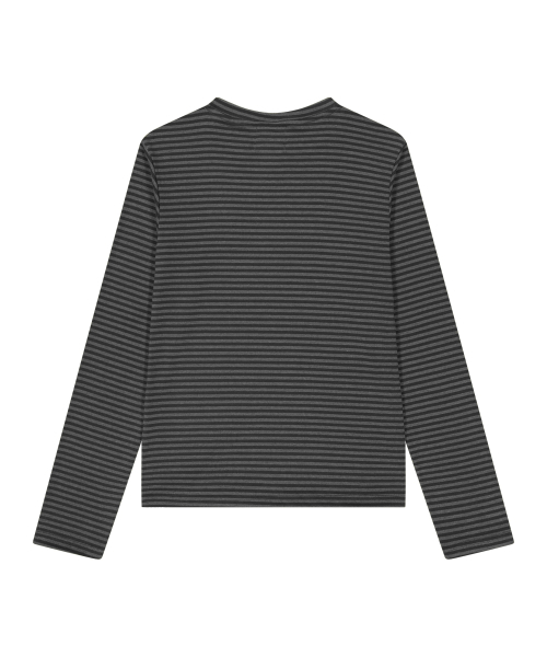 TANSANMAGNESIUM(タンサン マグネシウム)の「アイレットロングスリーブ(ストライプグレー)(Tシャツ/カットソー・レディース・その他・MEDIUM/LARGE)」の2枚目の写真
