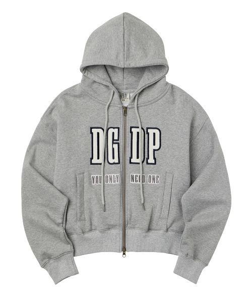 DANGLEDROP（ダングルドロップ）の「DGDPアップリケクロップフードジップメランジグレー（パーカー・レディース・その他・S/M）」の2枚目の写真