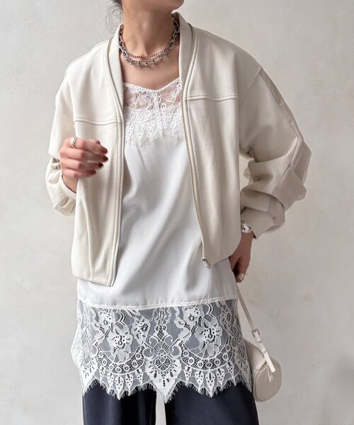 【WEB限定】袖タックチュール切替ブルゾン