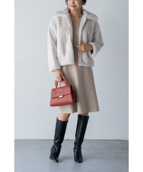 M.deux(エムドゥ)の「ミンクタッチファーコート(その他アウター・レディース・グレイッシュベージュ/ブラウン・MEDIUM)」の4枚目の写真