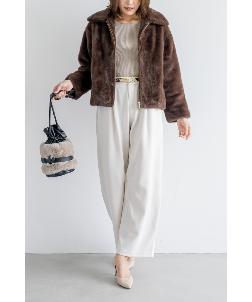 M.deux(エムドゥ)の「ミンクタッチファーコート(その他アウター・レディース・グレイッシュベージュ/ブラウン・MEDIUM)」の5枚目の写真