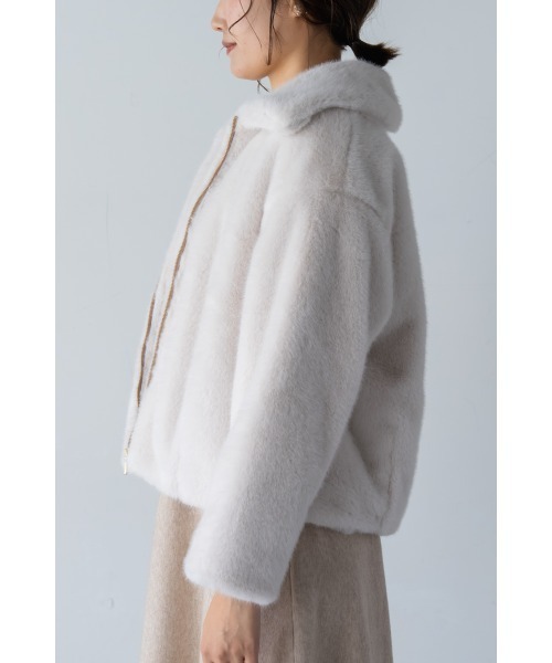 M.deux(エムドゥ)の「ミンクタッチファーコート(その他アウター・レディース・グレイッシュベージュ/ブラウン・MEDIUM)」の6枚目の写真