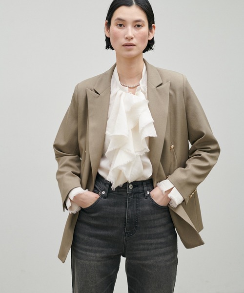 LARUTA（ラルータ）の「【LARUTA】ラッフルフリンジブラウス（シャツ/ブラウス・レディース・アイボリー/ライトベージュ/ブラック・FREE）」の8枚目の写真