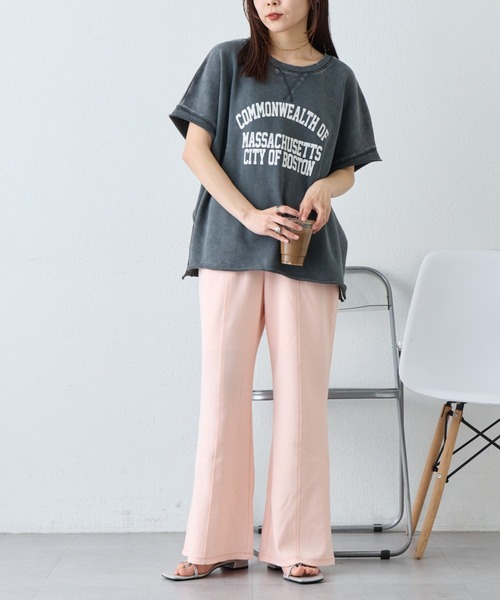 セール】【美脚見え/3サイズ展開】リブダンボールフレアパンツ（その他