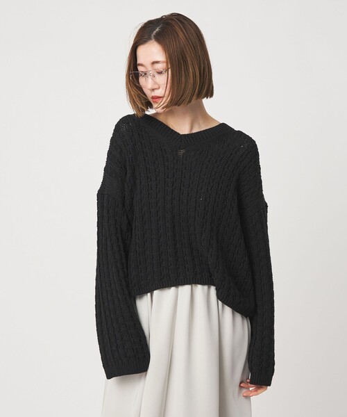 conte＞コットンシルク ケーブルニット（ニット/セーター）｜conte